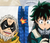 midoriya and gran torino riding the train